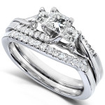 Bridal Ring Set with 3/4ct TDW Diamonds in Yaffie White Gold