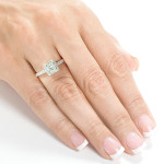 Halo Diamond Engagement Ring - Yaffie White Gold, 3/4ct Total Diamond Weight
