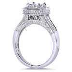 Yaffie Miligrain Princess Bridal Set with Quad Diamonds, 3/4ct TDW in Stunning White Gold, Two Rings