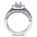 Yaffie Princess-cut Halo Diamond Bridal Rings Set with 3/4ct TDW in White Gold