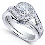 Yaffie Elegant 2-Piece Bridal Rings Set with 3/4ct TDW Round Diamonds in White Gold
