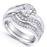 Yaffie Elegant 2-Piece Bridal Rings Set with 3/4ct TDW Round Diamonds in White Gold