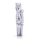Sparkling Yaffie Bridal Set with 3/4ct TDW Round-cut Diamonds in White Gold
