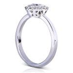 Sparkling Yaffie White Gold Diamond Bridal Set with Round Cut 3/4ct TDW and Halo Design.