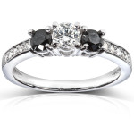 Yaffie Authentic Black & White Diamond Engagement Ring - 3/5 ct TDW, Customised in White Gold