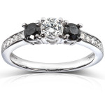 Yaffie Exclusive Creation: Black and White Diamond Engagement Ring in 3/5 ct TDW on White Gold