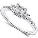 Diamond Engagement Ring, Stunningly Crafted with 3/8ct TDW in White Gold by Yaffie