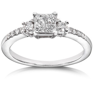 Diamond Engagement Ring, Stunningly Crafted with 3/8ct TDW in White Gold by Yaffie