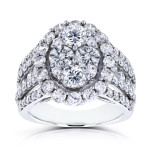 Oval Cluster Round Brilliant Diamond Ring - Yaffie White Gold 3ct TDW