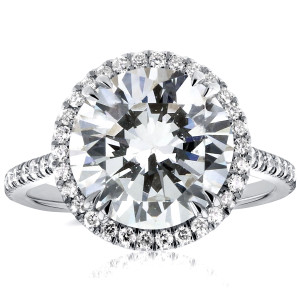 White Gold 4 3/4ct Round Forever Brilliant Moissanite and 2/5ct TDW Diamond H - Custom Made By Yaffie™