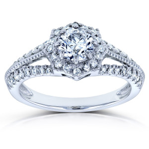 Round Diamond Engagement Ring with 4/5ct TDW in Yaffie White Gold