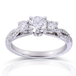 Yaffie 4/5ct TDW Round-cut Diamond Engagement Ring in Elegant White Gold