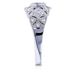 Vintage Engagement Ring - Yaffie White Gold, Featuring 5/8ct TCW Moissanite and Dazzling Diamonds