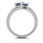 Sapphire and Diamond Wrap Over Ring in White Gold by Yaffie, 7/8ct Total Carat Weight
