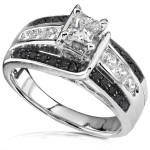 Yaffie ™ Custom White Gold Diamond Ring - 7/8ct TDW Black and White Sparkle