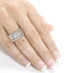 Princess Cut Diamond Bridal Set with Milgrain Detailing in White Gold.