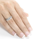 Yaffie Royal Princess-cut Diamond Bridal Set in White Gold, 7/8ct TDW.