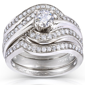 3-piece Bridal Set with 7/8ct TDW Round Diamond in Yaffie White Gold