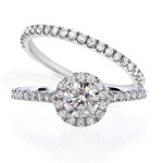 Yaffie Golden Halo Wedding Set with a Stunning 7/8ct Round Diamond