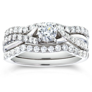 White Gold 7/8ct TDW Round-cut Diamond Bridal Set - Custom Made By Yaffie™