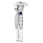 Vintage Glamour: Yaffie White Gold Sapphire & 1.625ct TDW Diamond Bridal Duo