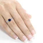 Sparkling 1/6ct TDW Diamond with Blue Sapphire Yaffie Ring