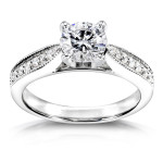 Yaffie Eco-Friendly Lab Grown White Gold Diamond Antique Ring with 1 1/6ct TDW
