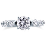 Certified White Gold Diamond Engagement Ring with 7 Round Stones totaling 1 3/4ct TDW by Yaffie