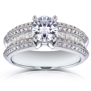 Yaffie White Gold Sparkler: 1 5/8ct TDW Round Diamond Multi-row Engagement Ring