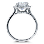 Certified White Gold Double Halo Engagement Ring with 2 1/4ct Round Diamond by Yaffie