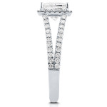 Yaffie 2 1/4ct TDW Princess Diamond Halo Ring with Split Shank in White Gold Certification