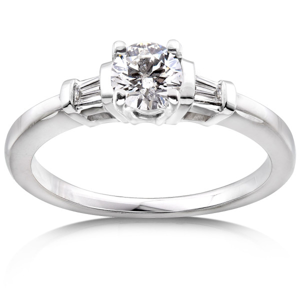 Eco-Friendly 3-Stone Round & Baguette Yaffie Gold with Certified 3/4ct TDW