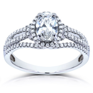 Certified 1ct TDW Oval Diamond Ring in White Gold by Yaffie