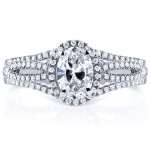 Certified 1ct TDW Oval Diamond Ring in White Gold by Yaffie