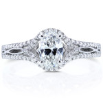 Certified Oval Diamond Engagement Ring, 7/8ct TDW, in Elegant White Gold from Yaffie