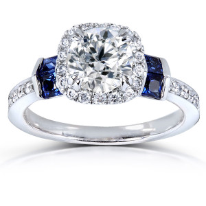 Certified Sapphire and Eco-Friendly Diamond Hal from Yaffie White White Gold Collection.