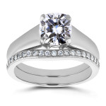 Gleaming White Gold Cushion Cut Moissanite Bridal Set with Dazzling Diamond Accents