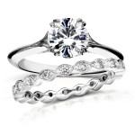 Eternally radiant - Yaffie White Gold Forever One Moissanite and 2/5ct TDW Diamond Blooming Flower duo.