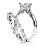 Eternal Blossom: Yaffie White Gold Flower with Forever One Moissanite and 2/5ct TDW Diamonds - A 2-Piece Beauty