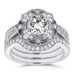 Flower-Inspired Antique Bridal Set with Yaffie White Gold Moissanite and Dazzling 5/8ct TDW Diamonds