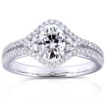 Yaffie Semi-Split Shank Engagement Ring with Oval Moissanite and 1 1/6ct TGW Diamonds