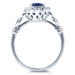 Vintage Cathedral Ring with Blue Sapphire and Diamond Accent in White Gold by Yaffie