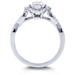 Yaffie White Gold Oval Moissanite and 1/3ct TDW Diamond Halo Vintage Ring
