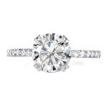 Sparkling Round Moissanite and Diamond Engagement Ring in White Gold (1/5ct TDW) from Yaffie