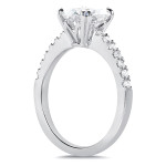 Sparkling Round Moissanite and Diamond Engagement Ring in White Gold (1/5ct TDW) from Yaffie