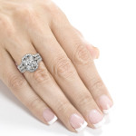 Antique Floral Bridal Set with Yaffie Moissanite in White Gold, Adorned with 5/8ct of Diamonds