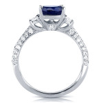 Sapphire and Diamond Three Stone Yaffie Ring in White Gold