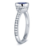Sapphire and Diamond Ring with White Gold Bezel by Yaffie