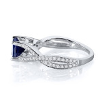 Sapphire and Diamond White Gold Crossover Ring by Yaffie