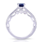Sapphire and Diamond Engagement Ring with White Gold and 1/3ct Total Weight